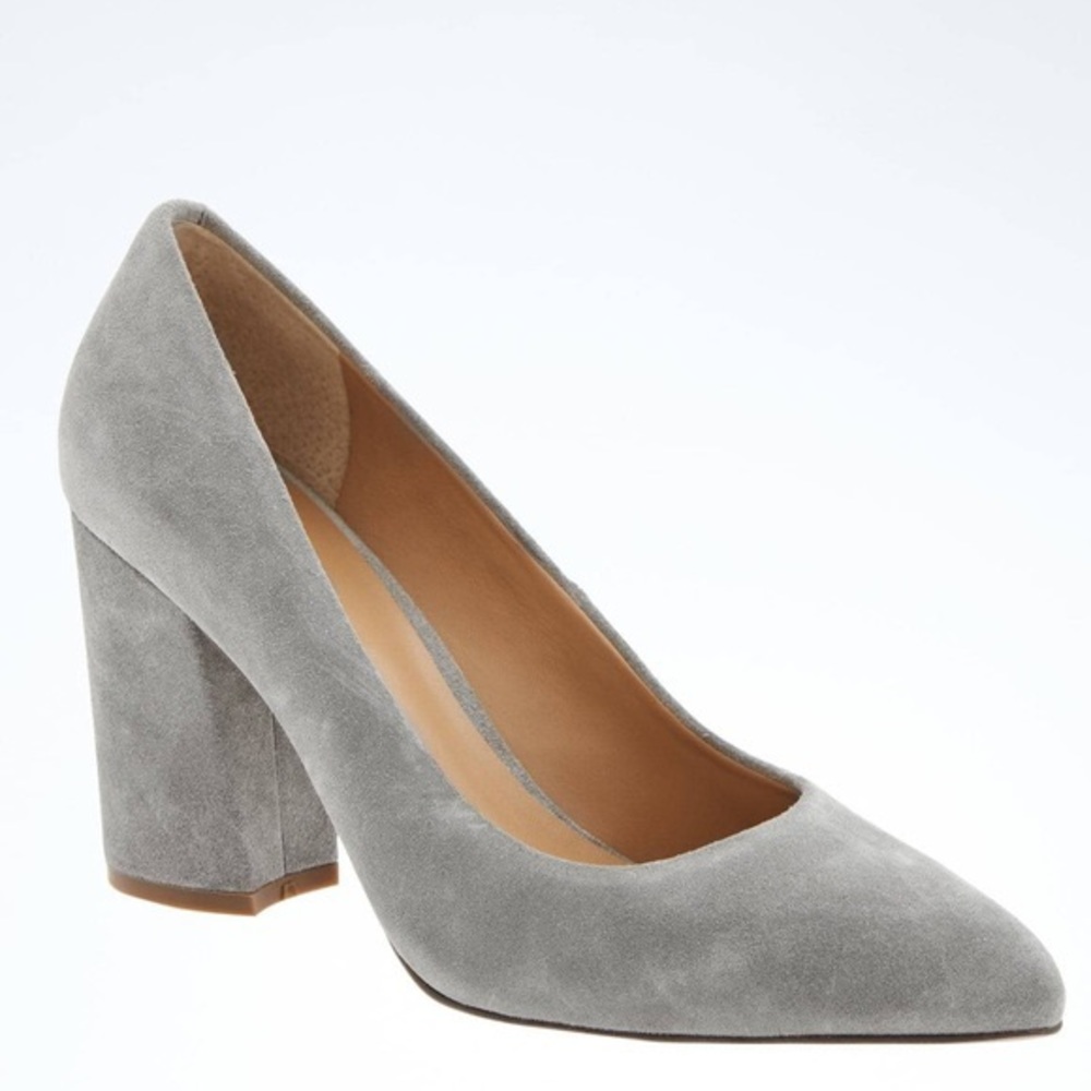 NWT Banana Republic grey/gray suede block heel